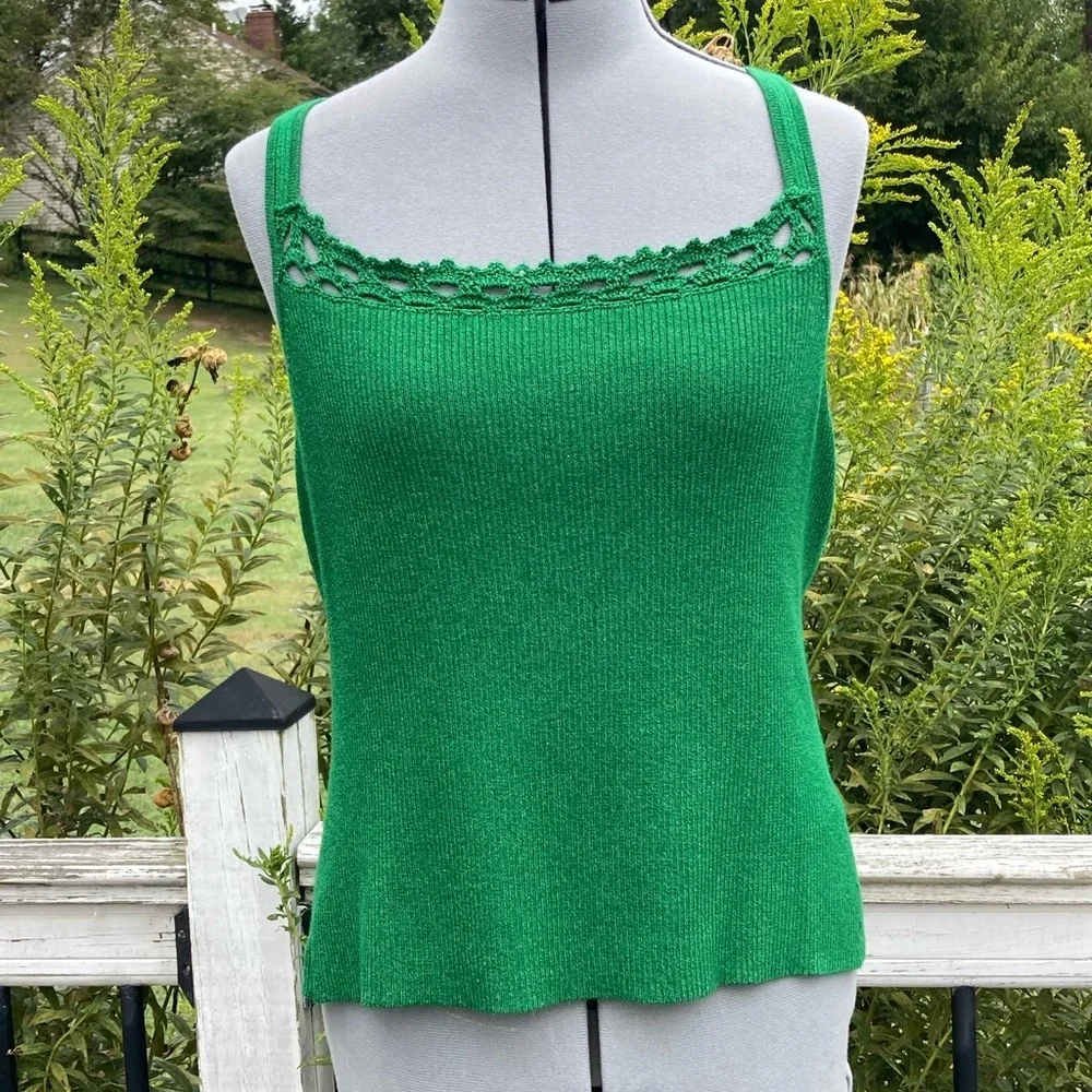 Oscar (Oscar de la Renta Co.) Emerald Green Tank Top Camisole – Women’s Size L - Picture 1 of 6